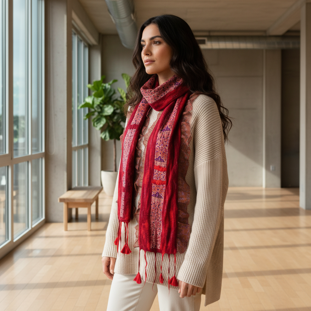 Saree Lace Red Felted Scarf – Feltiful