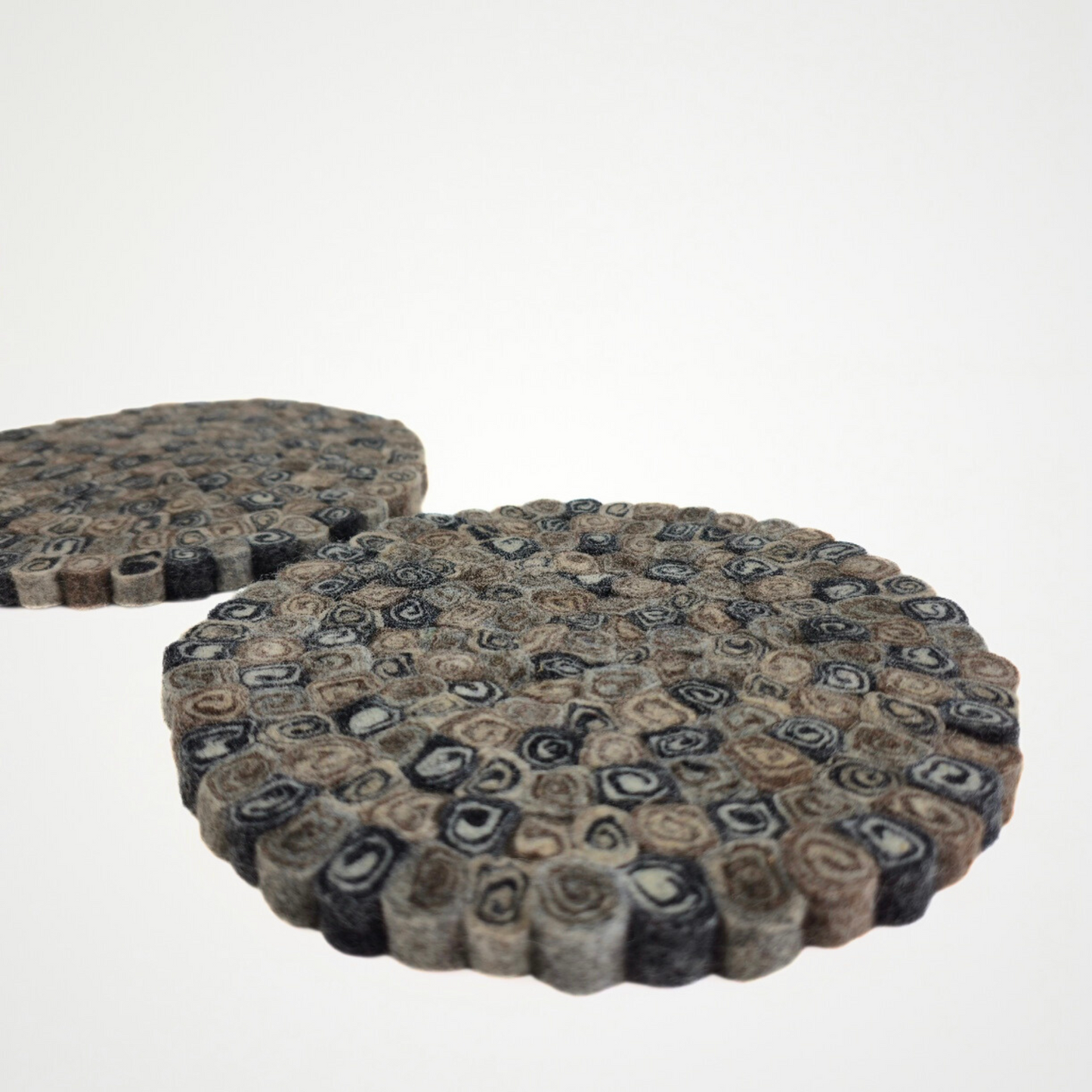 11mm Slice Candy Cut Pom Pom Felt Trivet-Set Of 2Pcs.