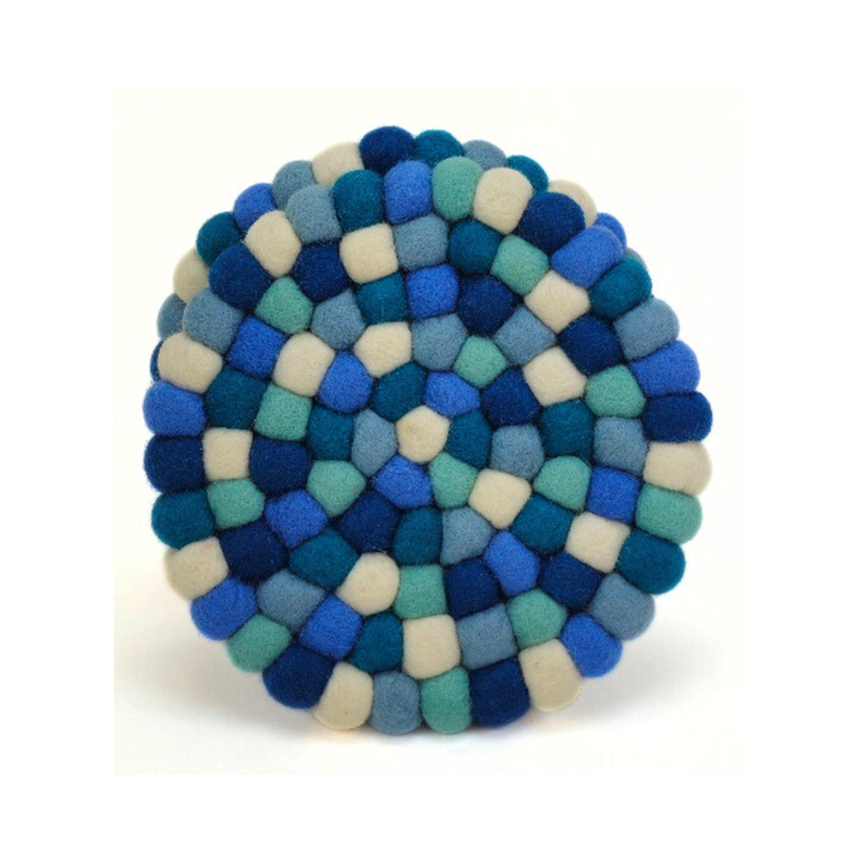 Blue & Assorted Pom Pom Ball Trivet-Set Of 2Pcs.