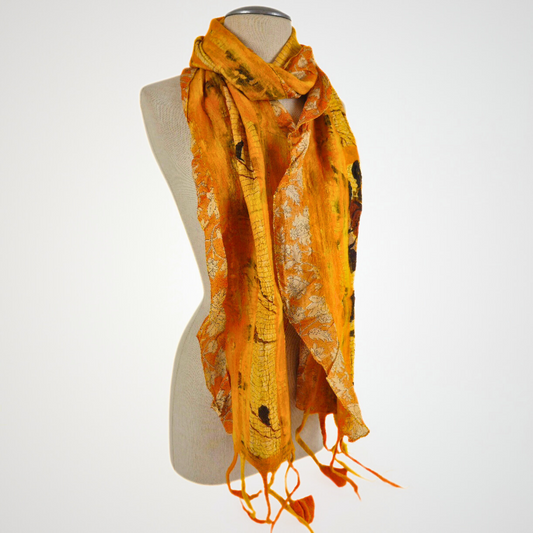 Saree Lace Golden Yellow Felted Scarf
