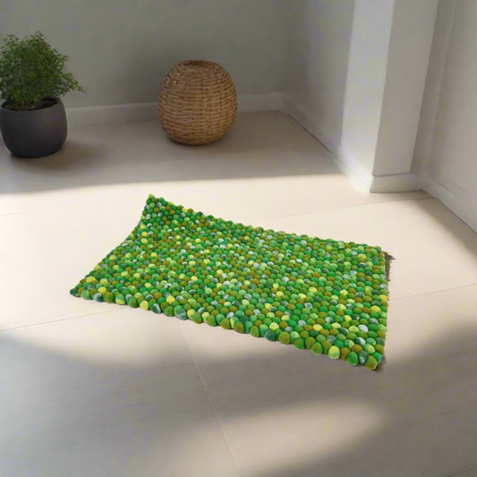 Felted Pom Pom Ball Bath Mat