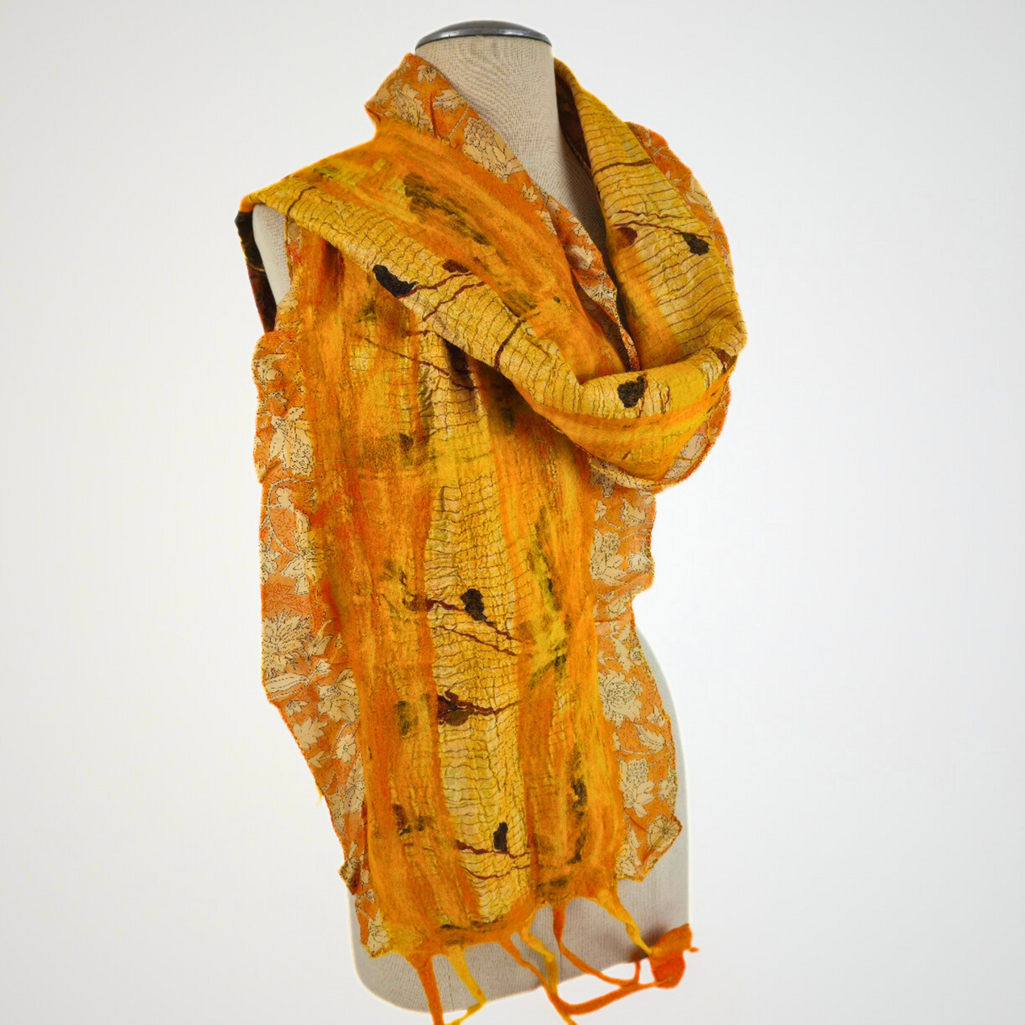Saree Lace Golden Yellow Felted Scarf