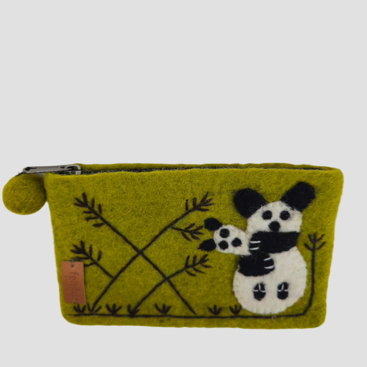 Hand Felted Panda Purse 5x8 Inches