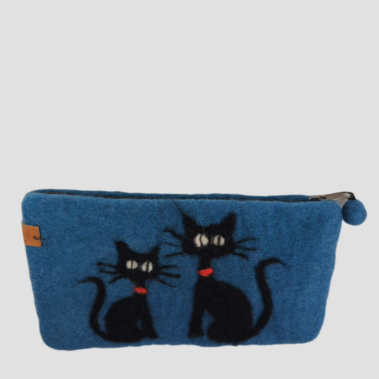 Hand Felted Black Kitty Purse 5x8 Inches