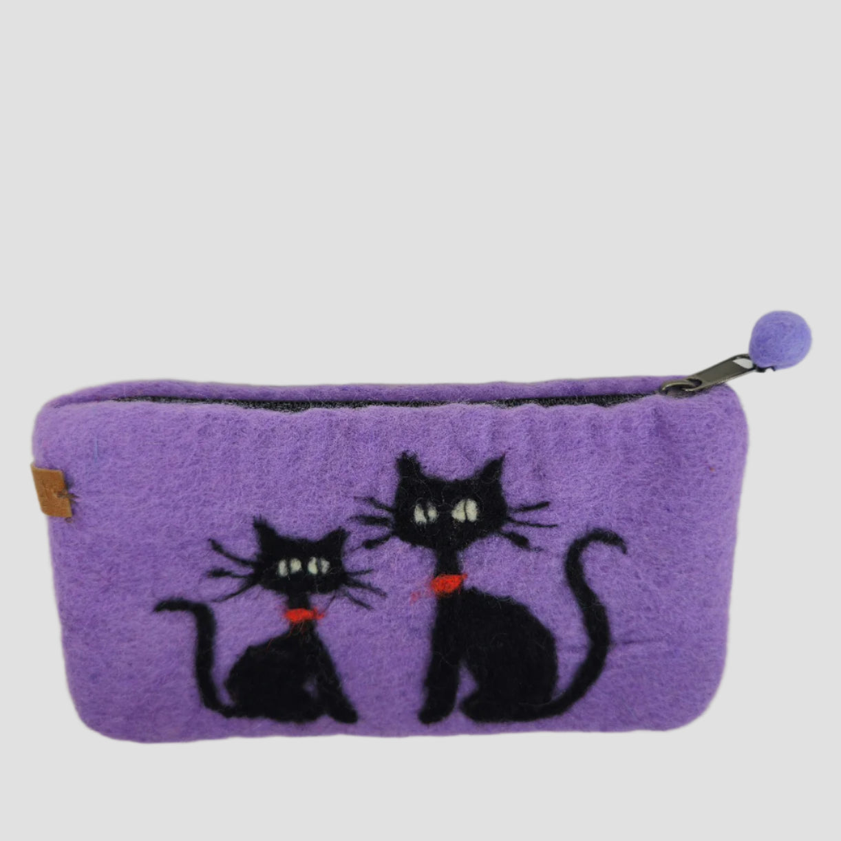 Hand Felted Black Kitty Purse 5x8 Inches