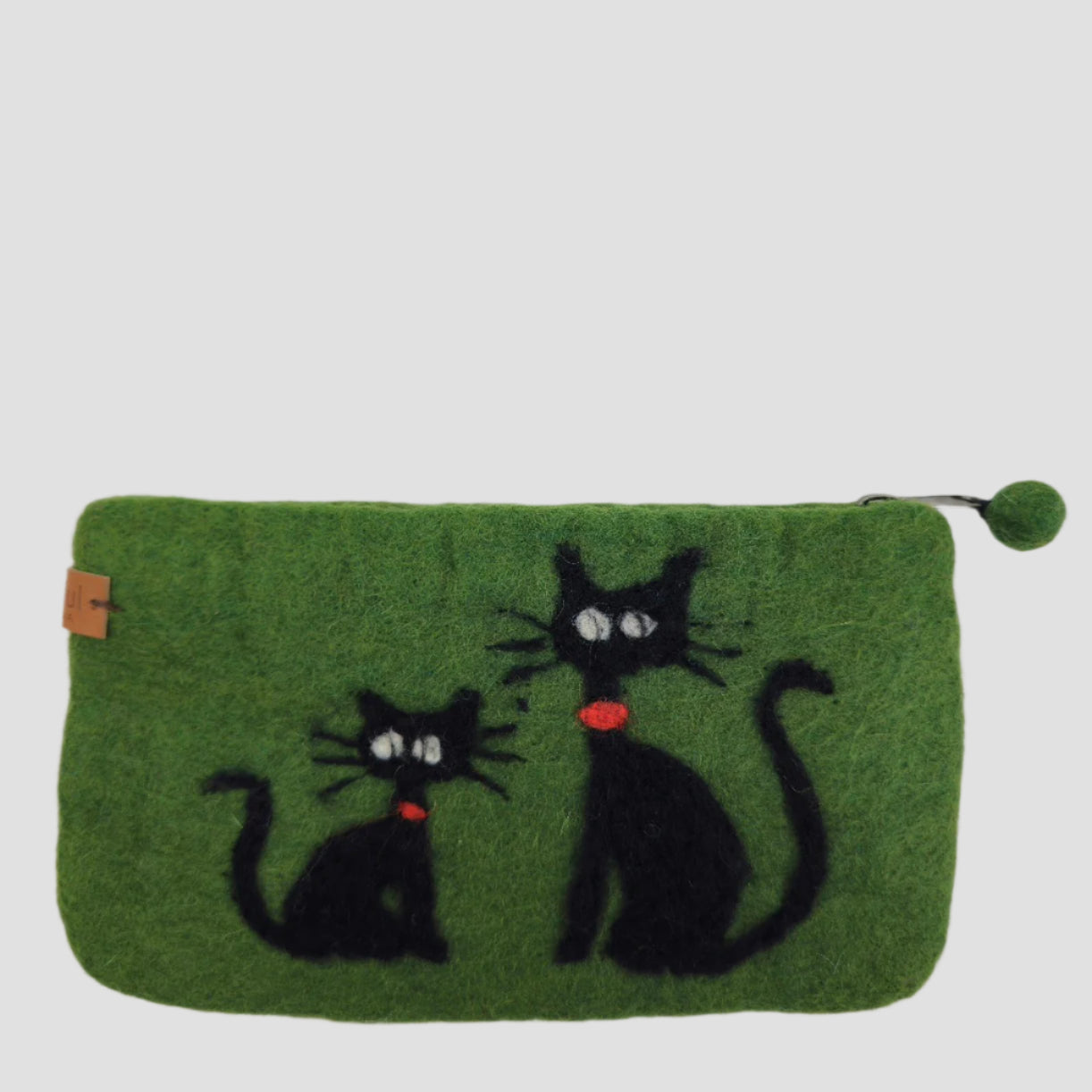Hand Felted Black Kitty Purse 5x8 Inches