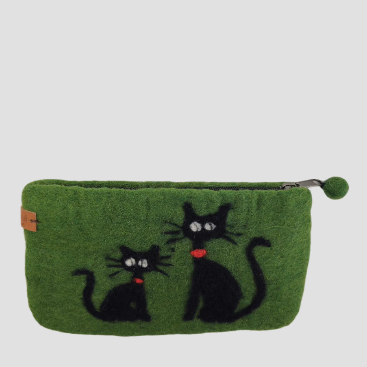 Hand Felted Black Kitty Purse 5x8 Inches