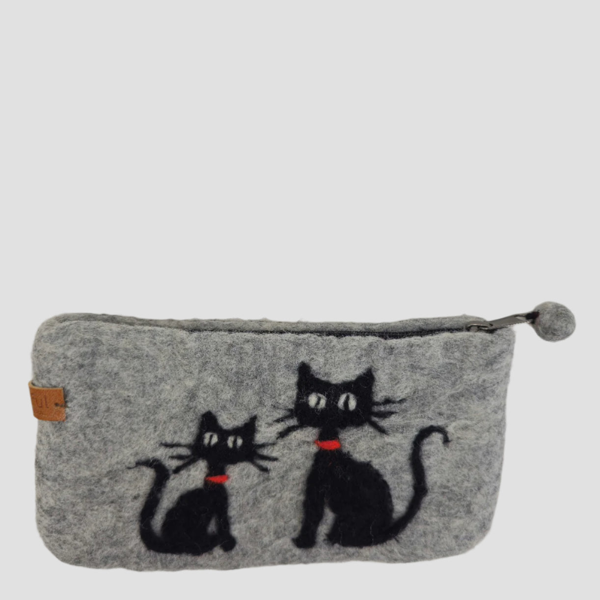 Hand Felted Black Kitty Purse 5x8 Inches