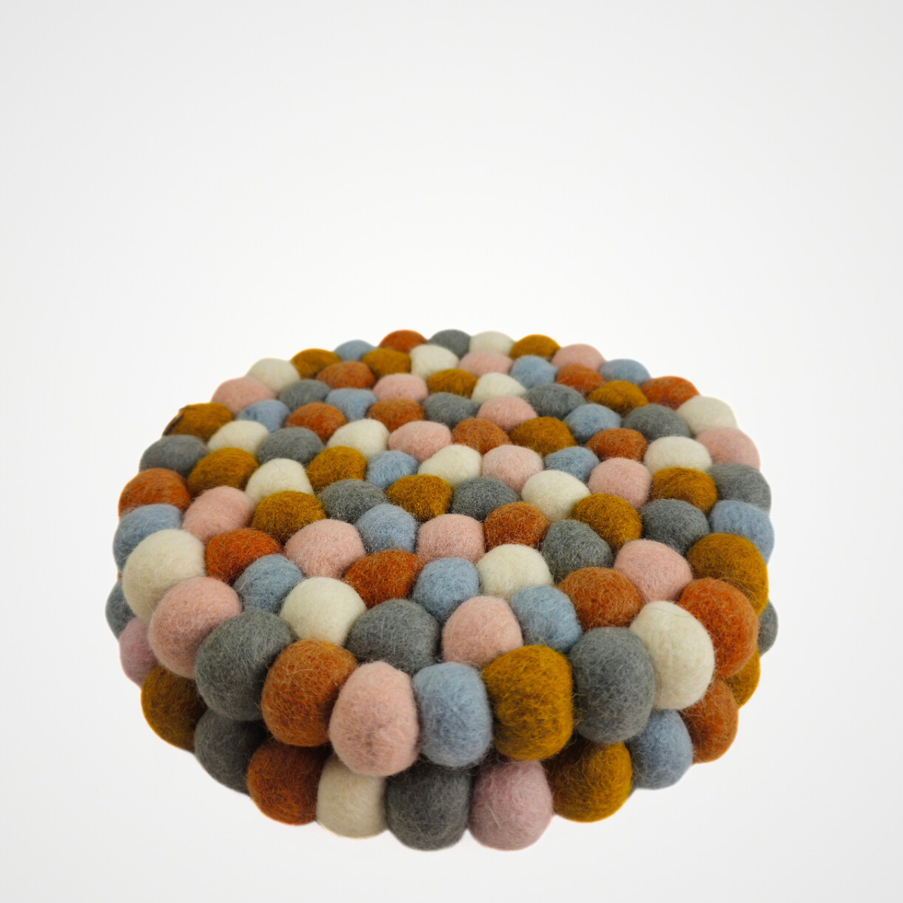 Rust & More Pom Pom Felt Ball Trivet-Set Of 2Pcs.