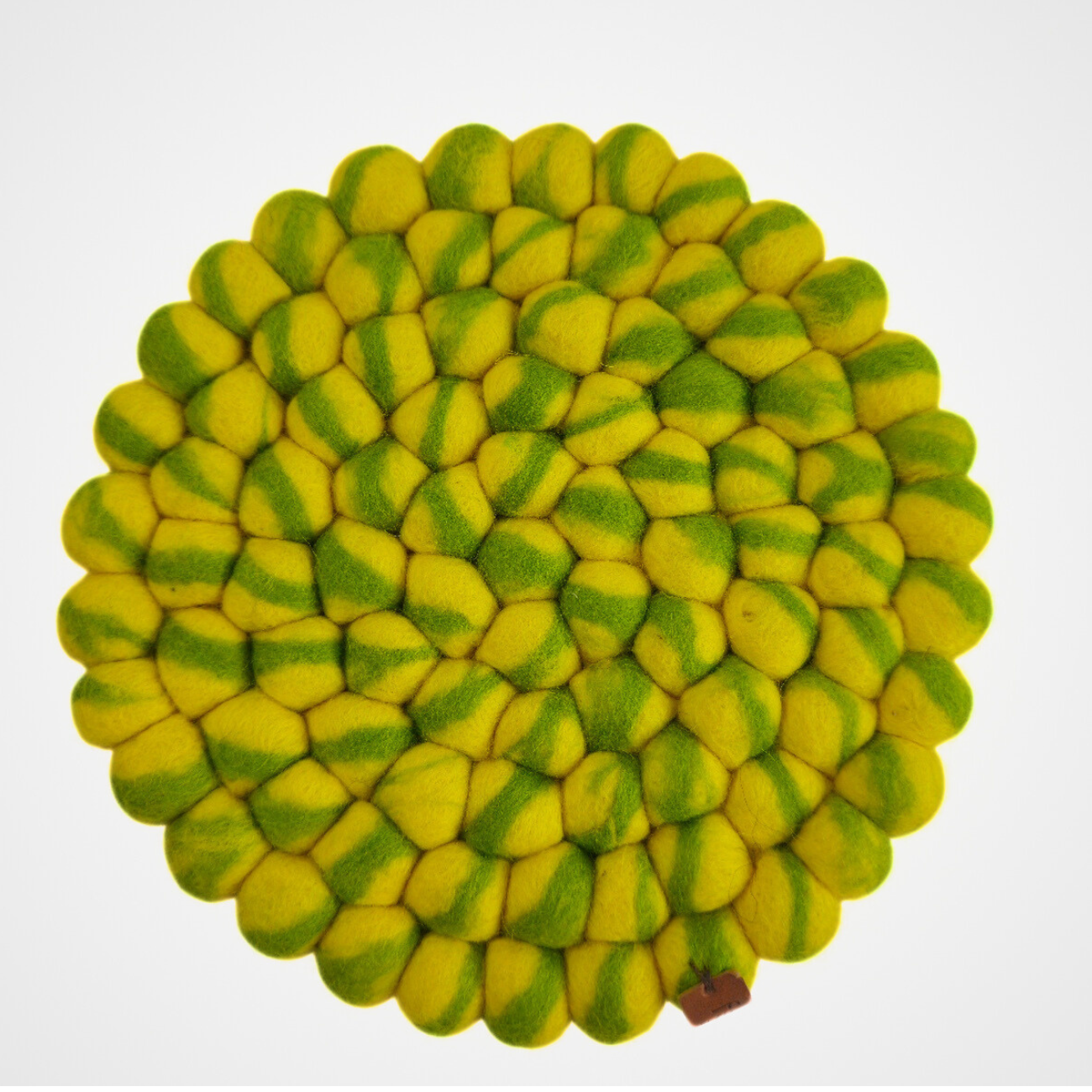 Yellow Green Tie Dye Pom Pom Felt Trivet