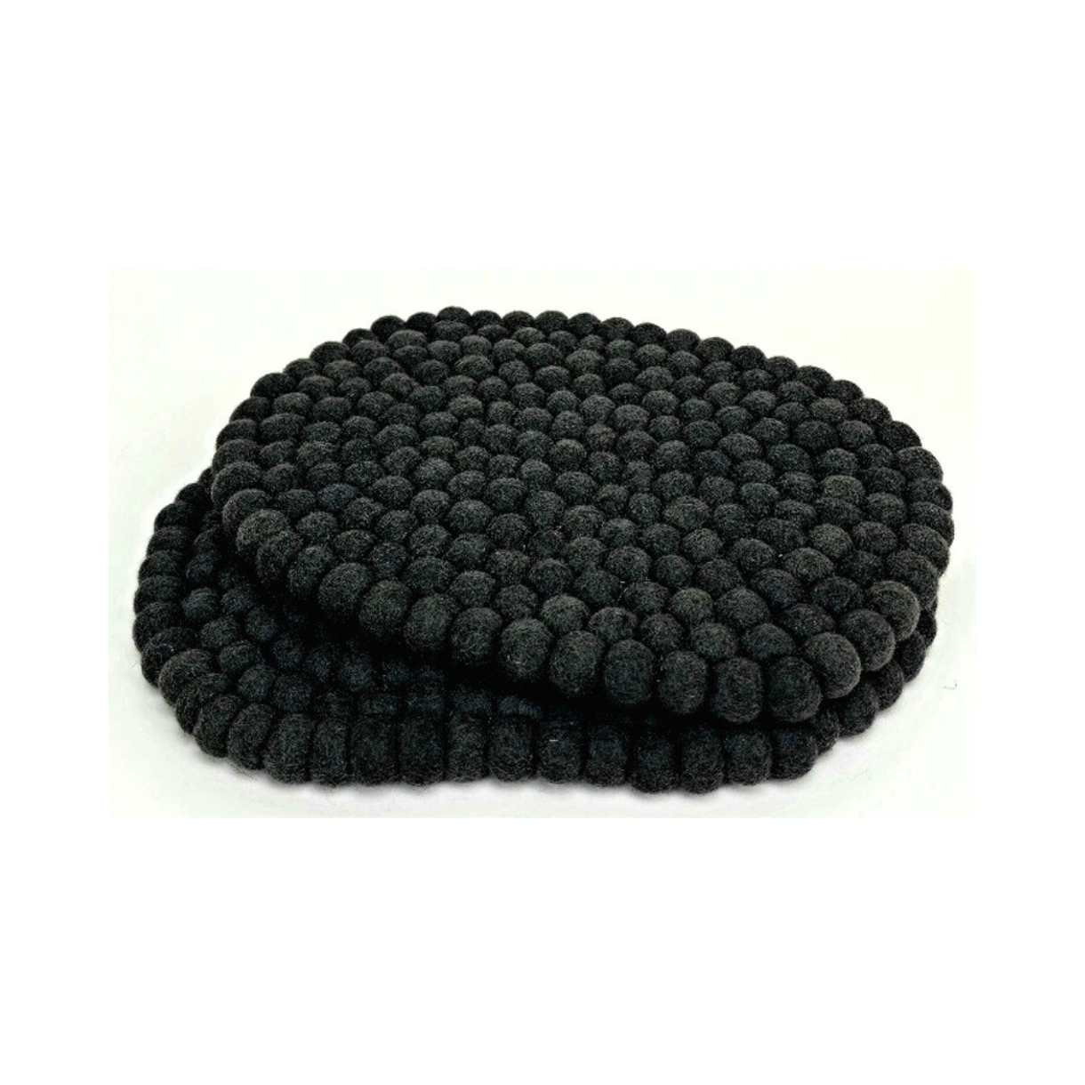 Felted Pom Pom Ball Oval Placemat-Set Of 2Pcs.