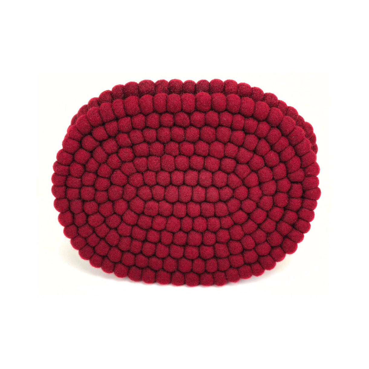 Felted Pom Pom Ball Oval Placemat-Set Of 2Pcs.