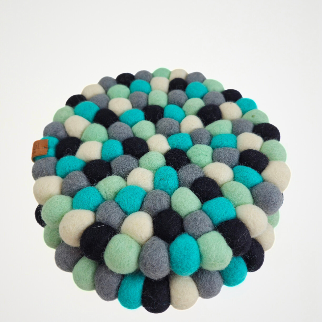 Turquoise Assorted Pom Pom Felt Trivet