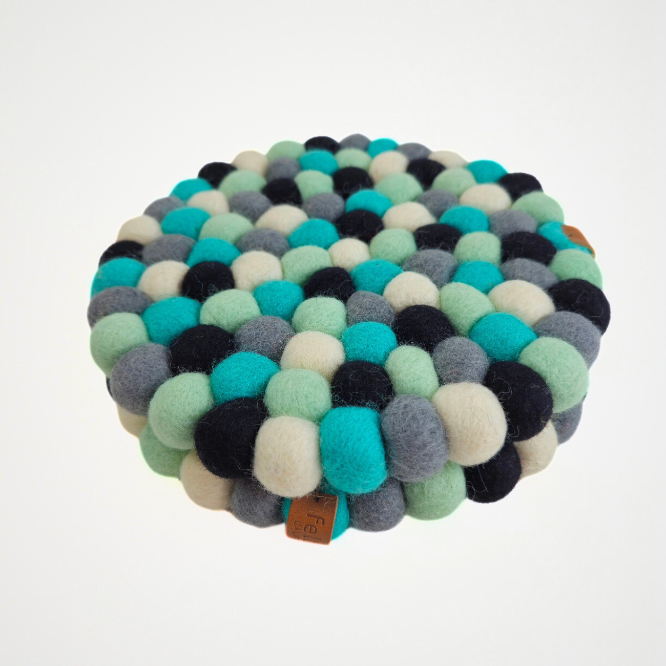 Turquoise Assorted Pom Pom Felt Trivet