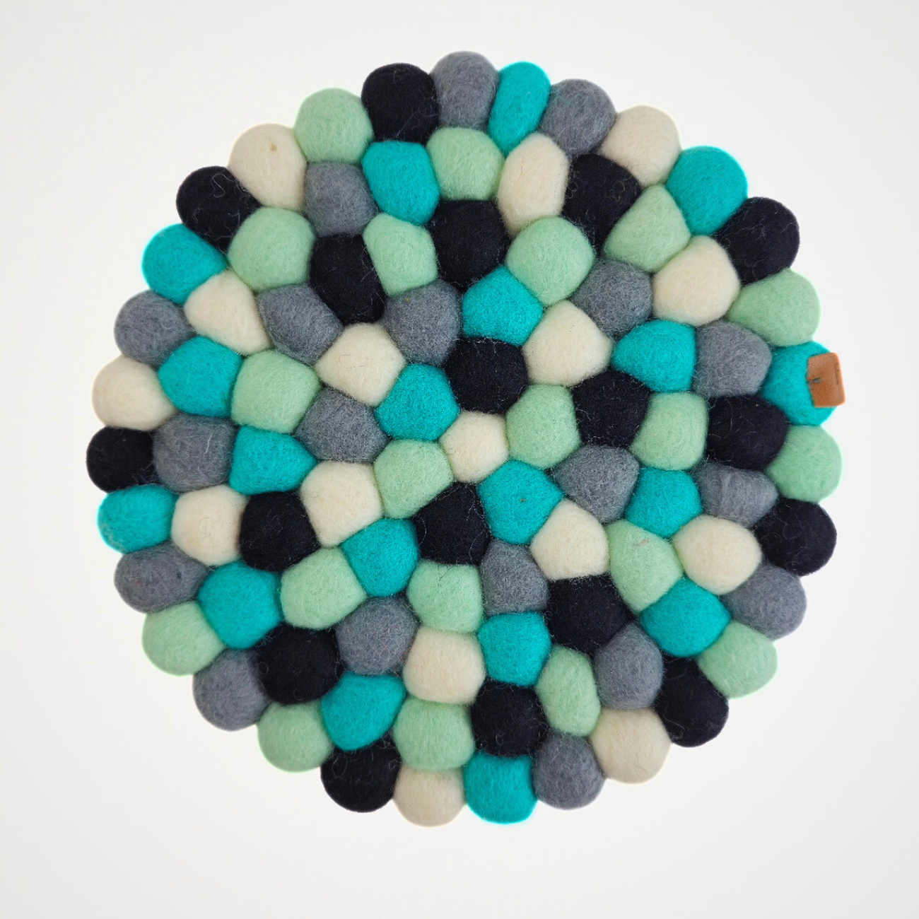 Turquoise Assorted Pom Pom Felt Trivet