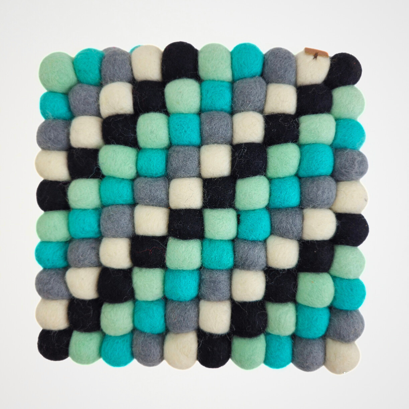Turquoise Assorted Pom Pom Felt Trivet