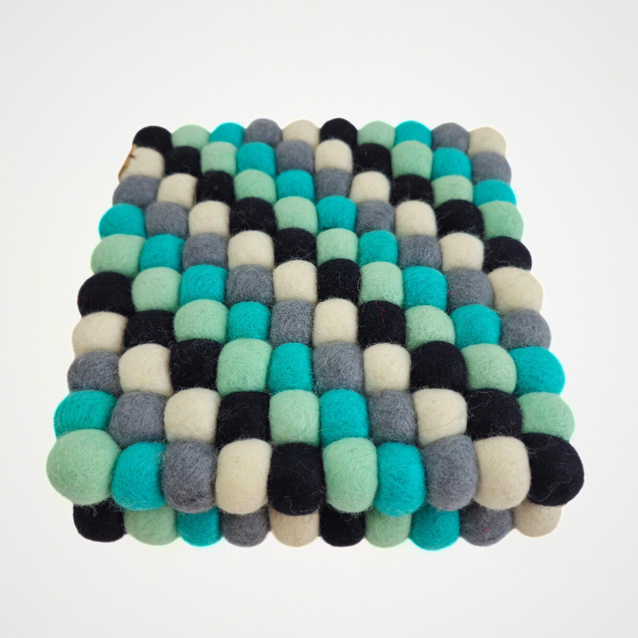 Turquoise Assorted Pom Pom Felt Trivet
