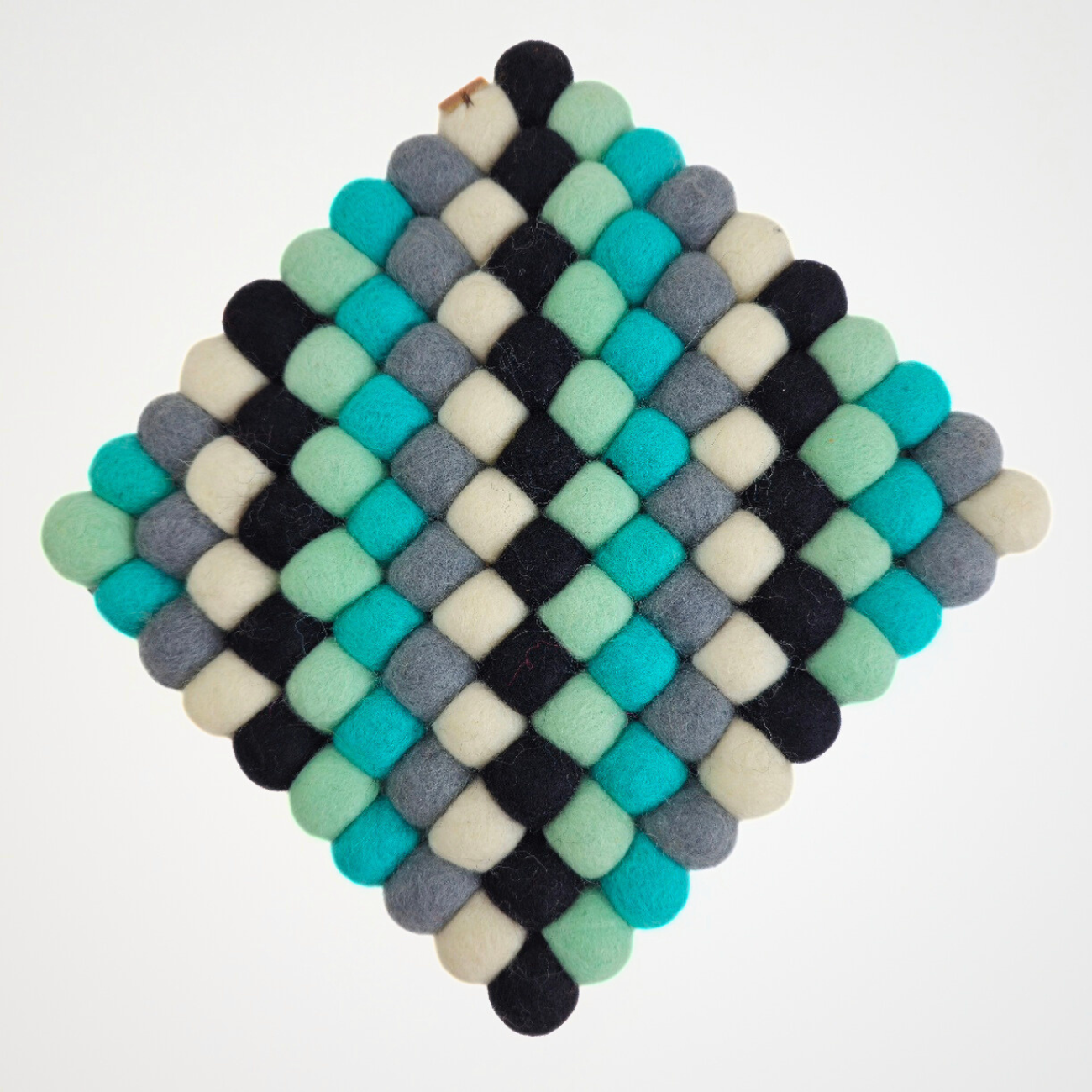 Turquoise Assorted Pom Pom Felt Trivet