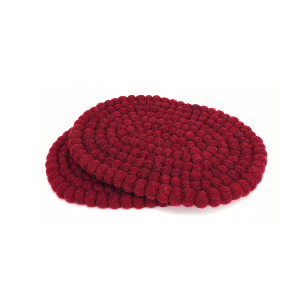 Felted Pom Pom Ball Oval Placemat-Set Of 2Pcs.