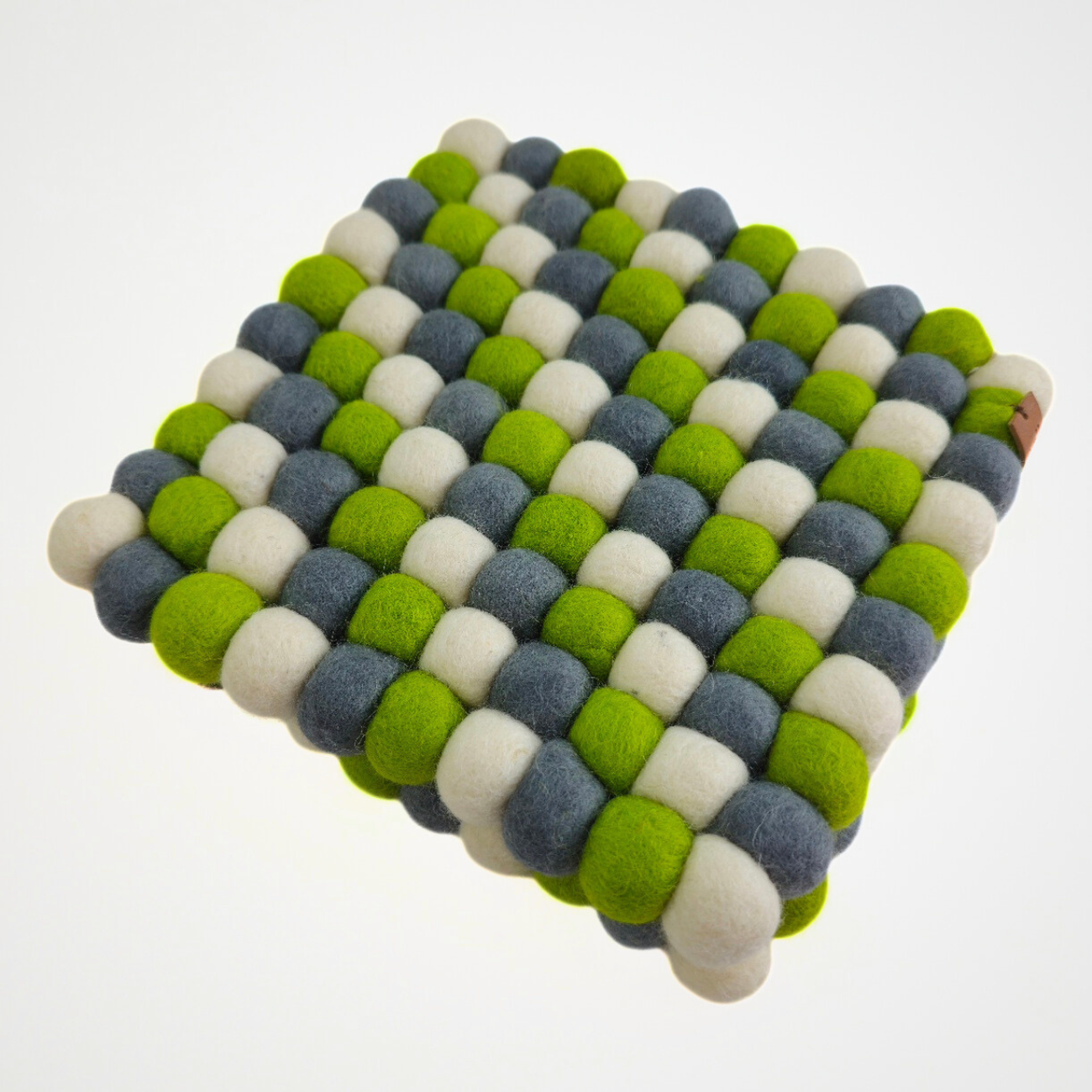 Green Assorted Pom Pom Felt Trivet