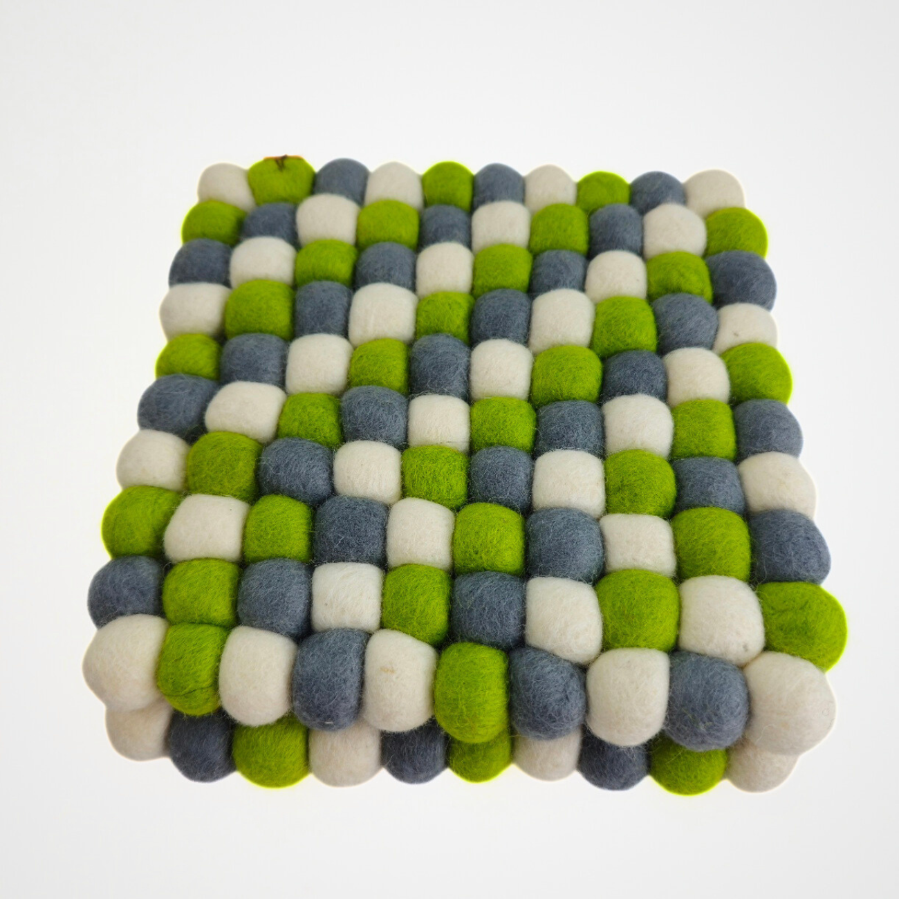 Green Assorted Pom Pom Felt Trivet