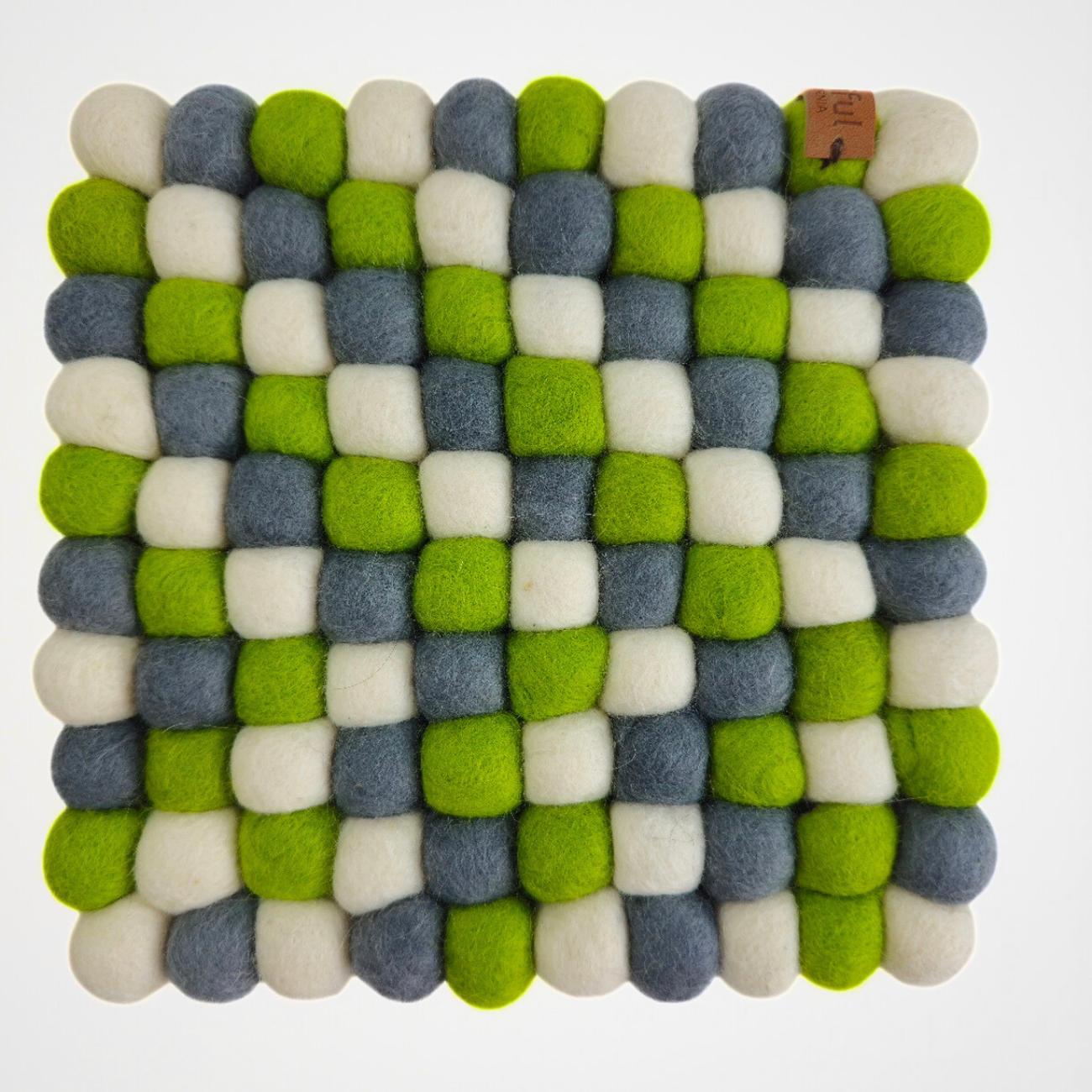 Green Assorted Pom Pom Felt Trivet