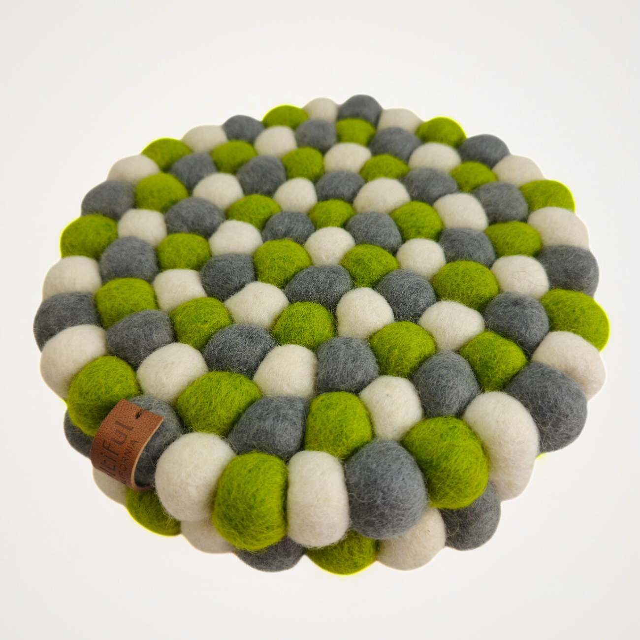 Green Assorted Pom Pom Felt Trivet