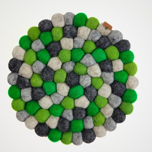 Frost Green & More Pom Pom Felt Ball Trivet-Set Of 2Pcs.