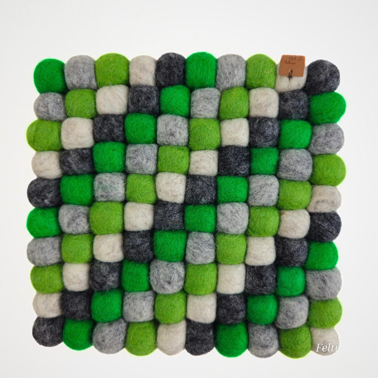 Frost Green Assorted Pom Pom Felt Trivet
