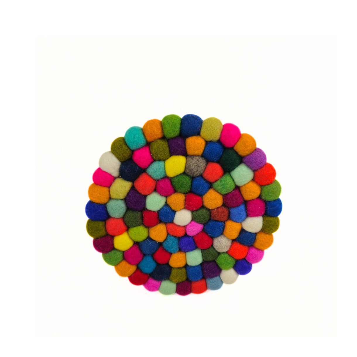 Multi-Color Pom Pom Felt Ball Trivet-Set Of 2Pcs.