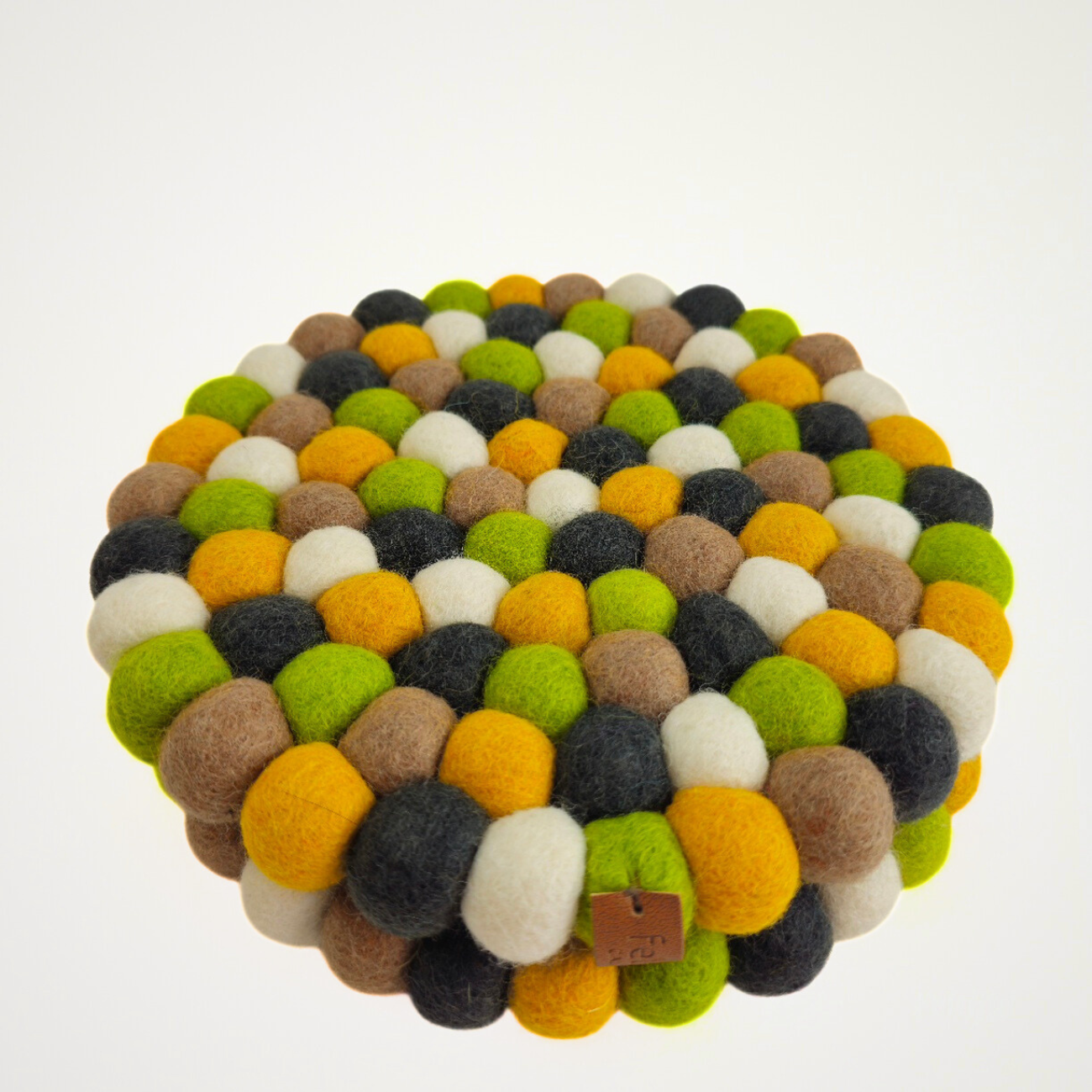Brown Assorted Pom Pom Felt Trivet