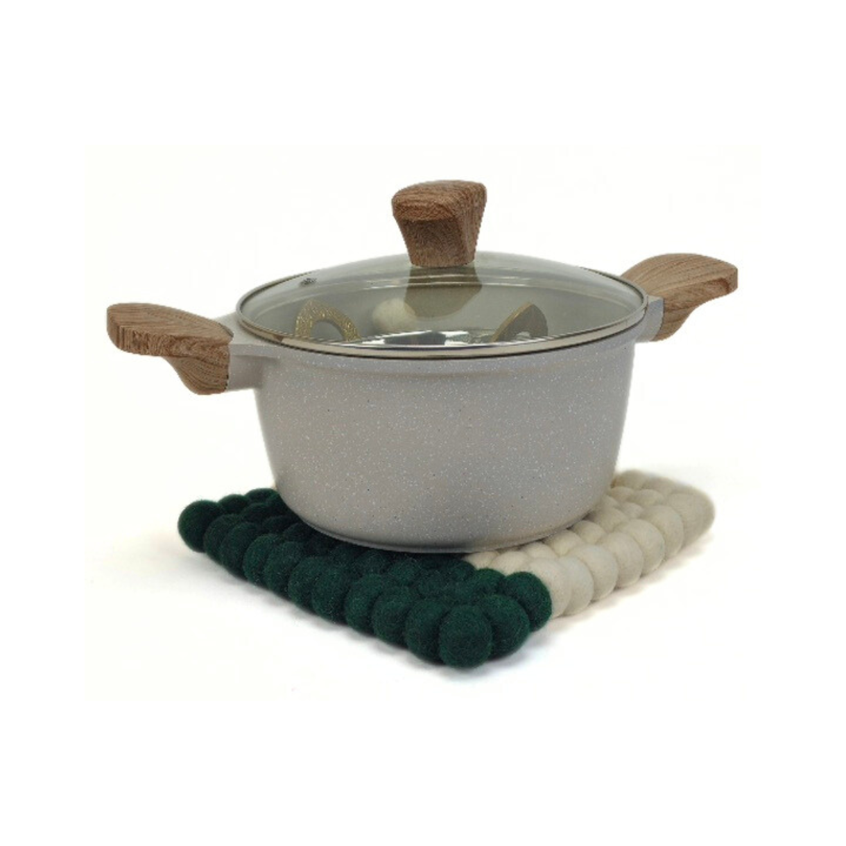 Pom Pom Felt Ball Trivet-Set Of 2Pcs.