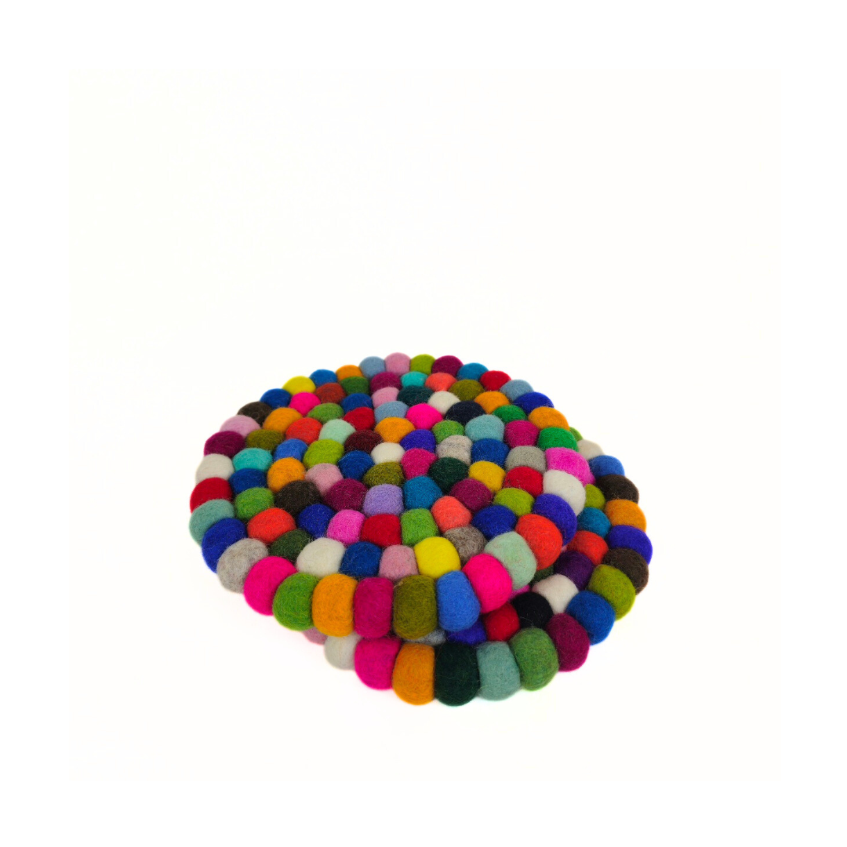 Multi-Color Pom Pom Felt Ball Trivet-Set Of 2Pcs.