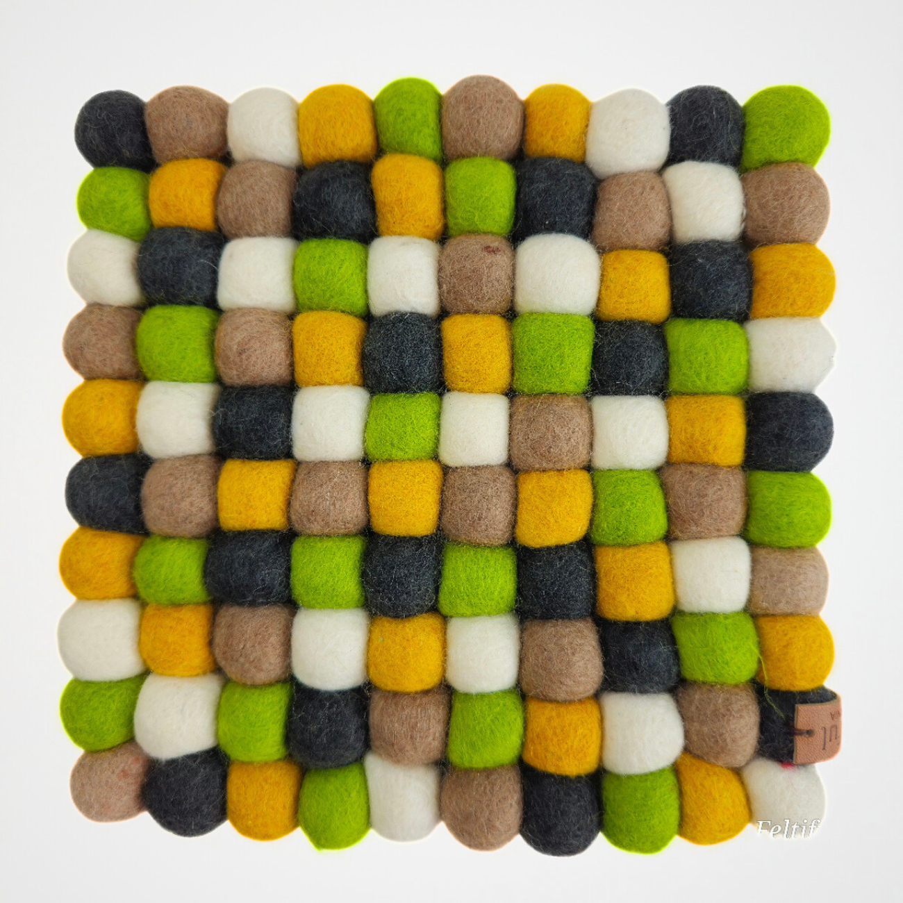 Brown Assorted Pom Pom Felt Trivet