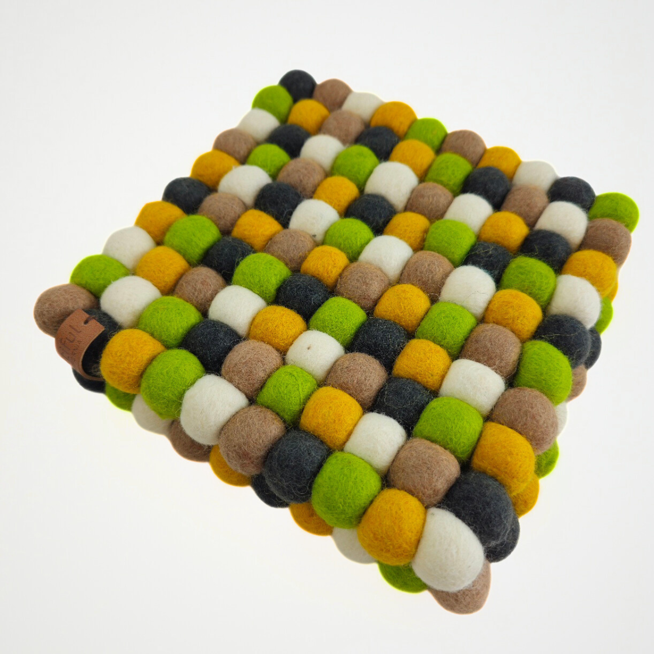 Brown Assorted Pom Pom Felt Trivet