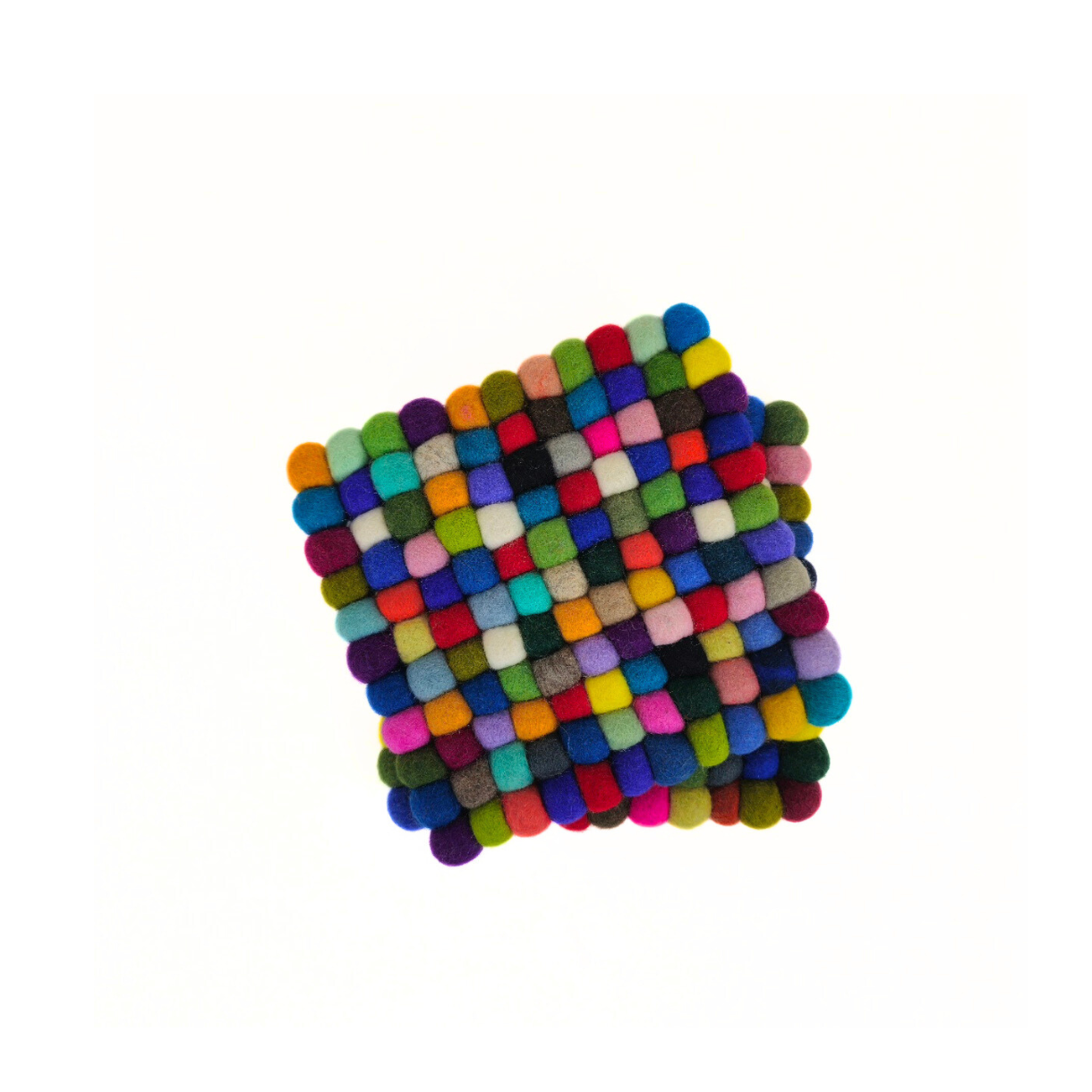 Multi-Color Pom Pom Felt Ball Trivet-Set Of 2Pcs.