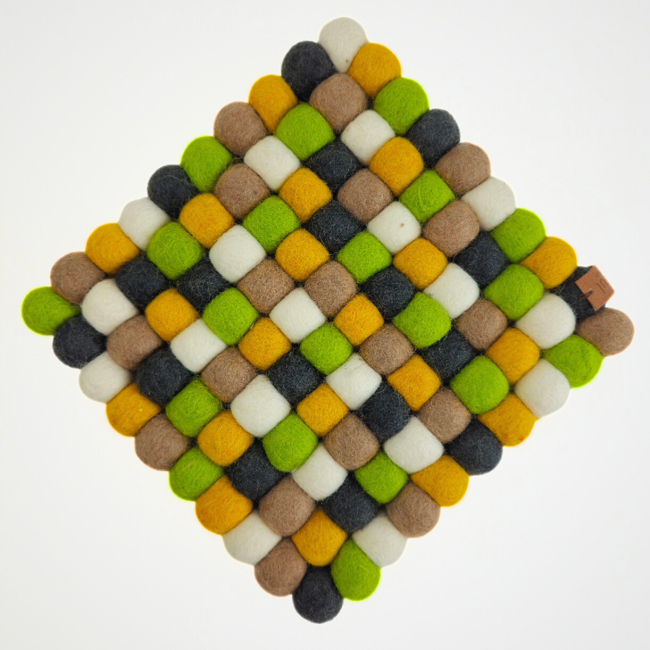 Brown Assorted Pom Pom Felt Trivet