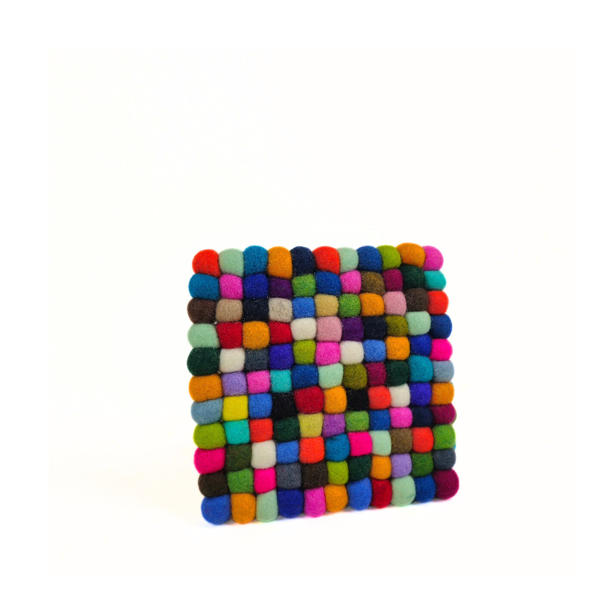 Multi-Color Pom Pom Felt Ball Trivet-Set Of 2Pcs.