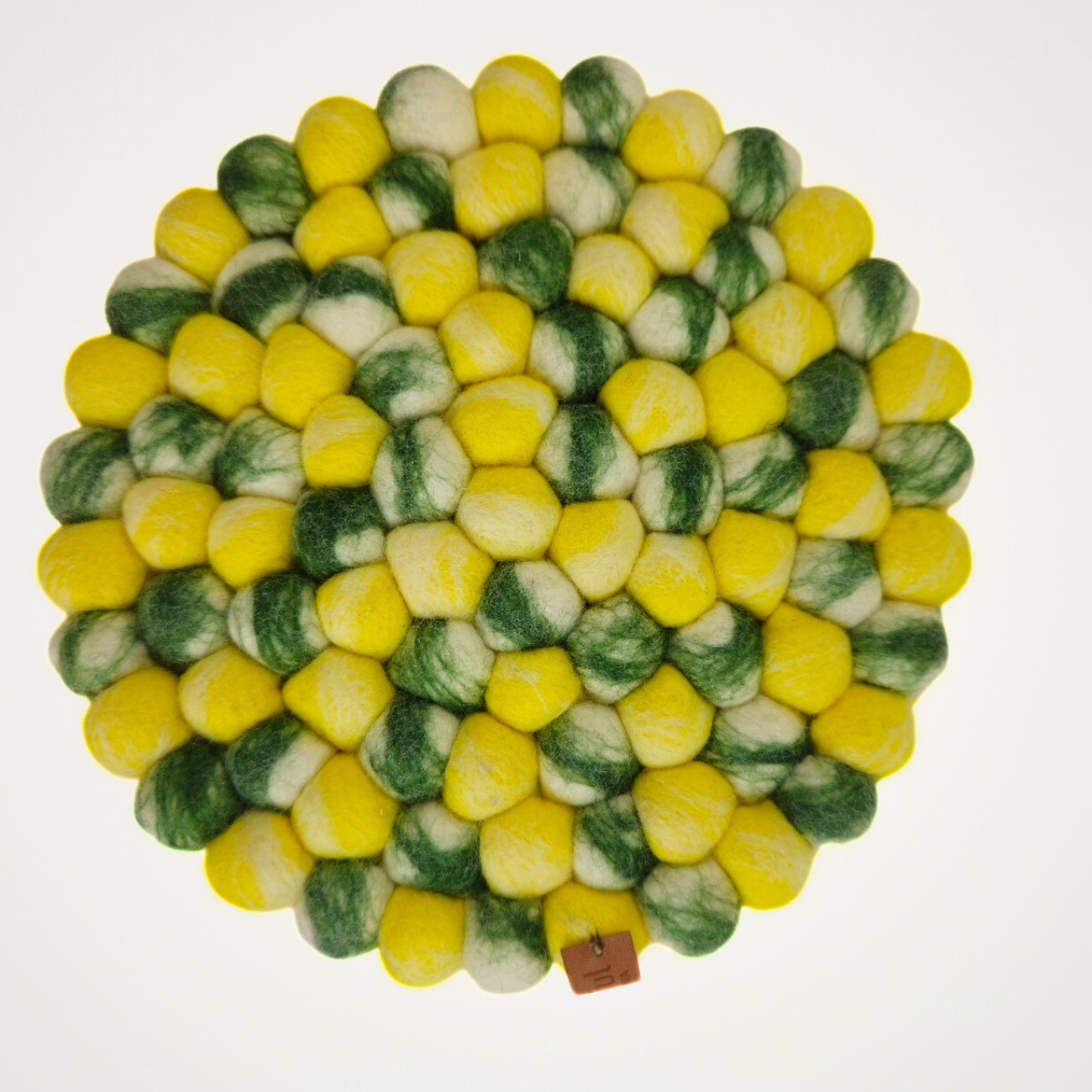 Yellow Tie Dye & More Pom Pom Felt Ball Trivet-Set Of 2Pcs.