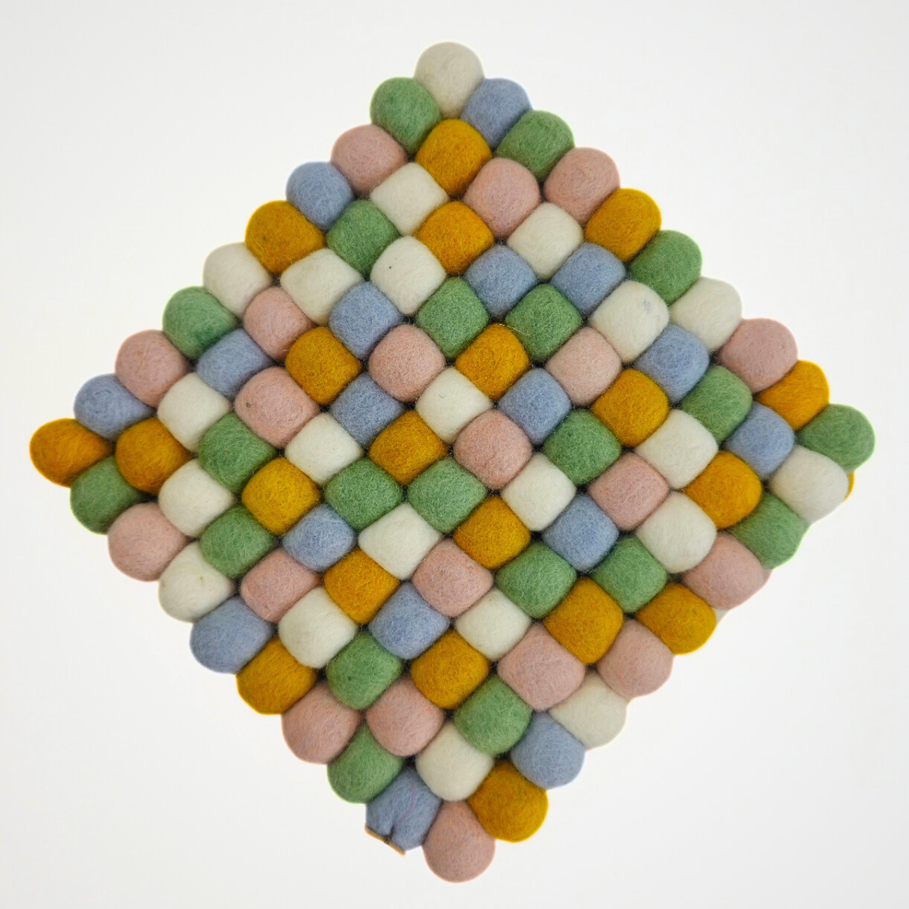 Baby Pink & More Pom Pom Felt Ball Trivet-Set Of 2Pcs.