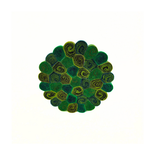 Multi Green Pom Pom Candy Cut Trivet-Set Of 2Pcs.