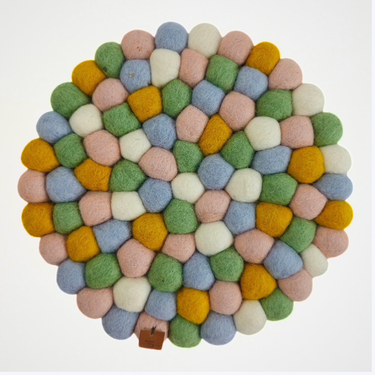 Baby Pink & More Pom Pom Felt Ball Trivet-Set Of 2Pcs.