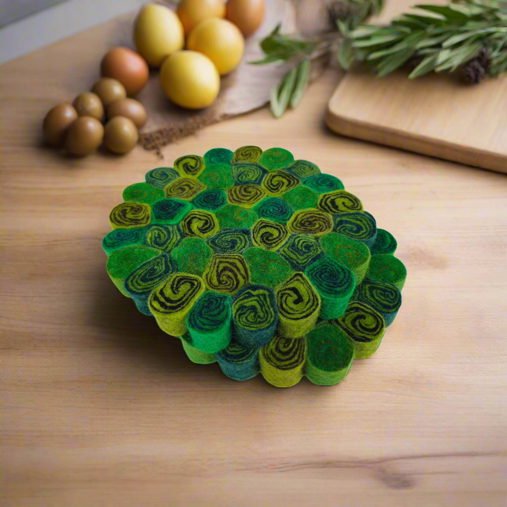 Pom Pom Candy Cut Trivet-Set Of 2Pcs.