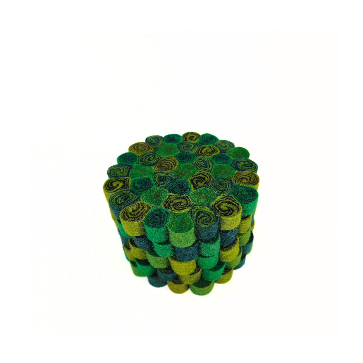 Multi Green Pom Pom Candy Cut Trivet-Set Of 2Pcs.