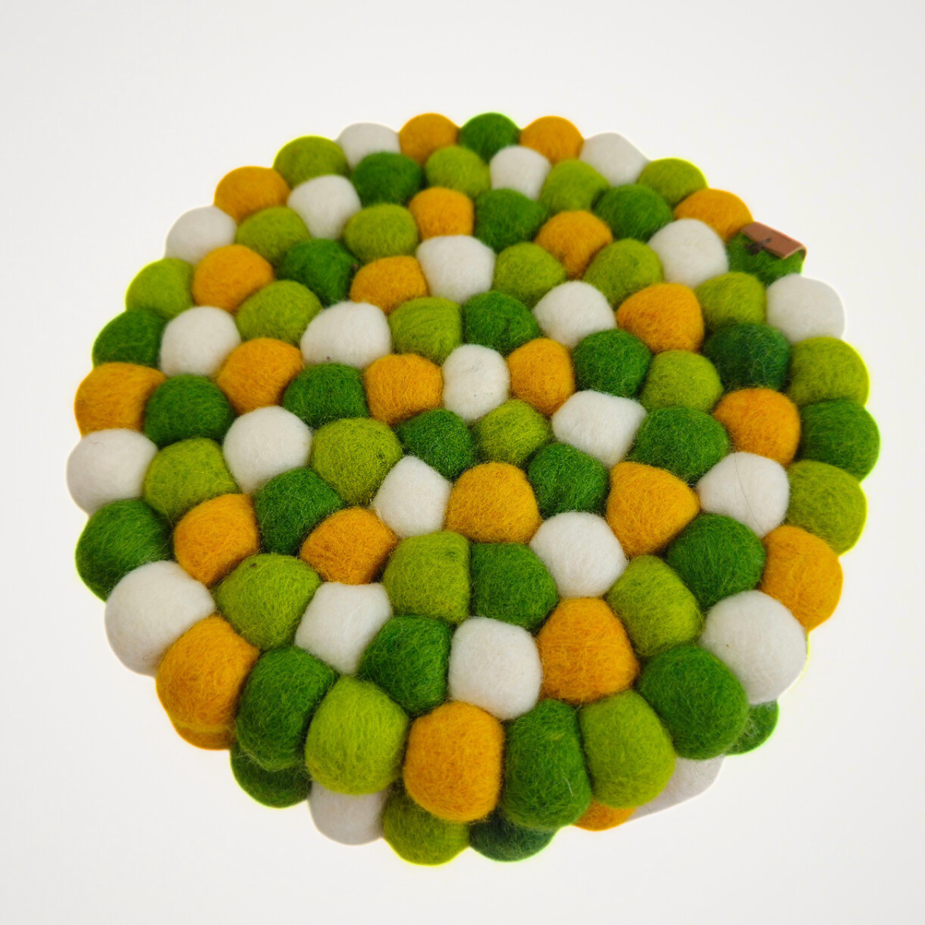 Mustard Green & More Pom Pom Felt Ball Trivet-Set Of 2Pcs.