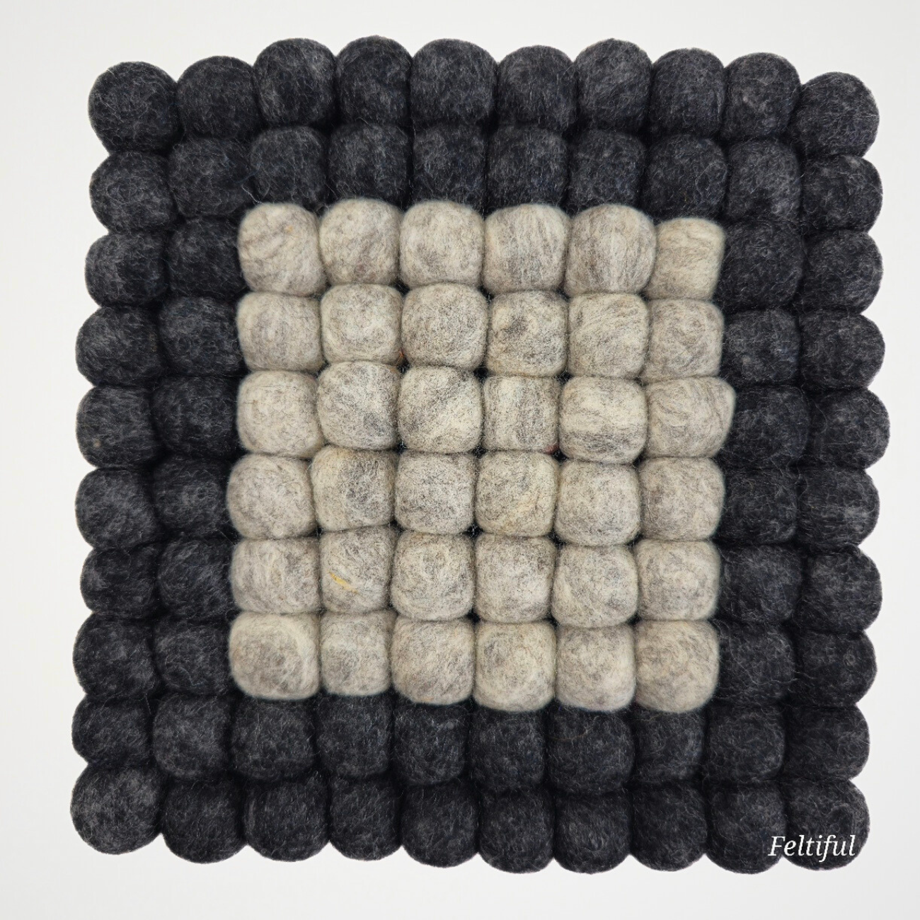 Charcoal-Brown Pom Pom Felt Trivet