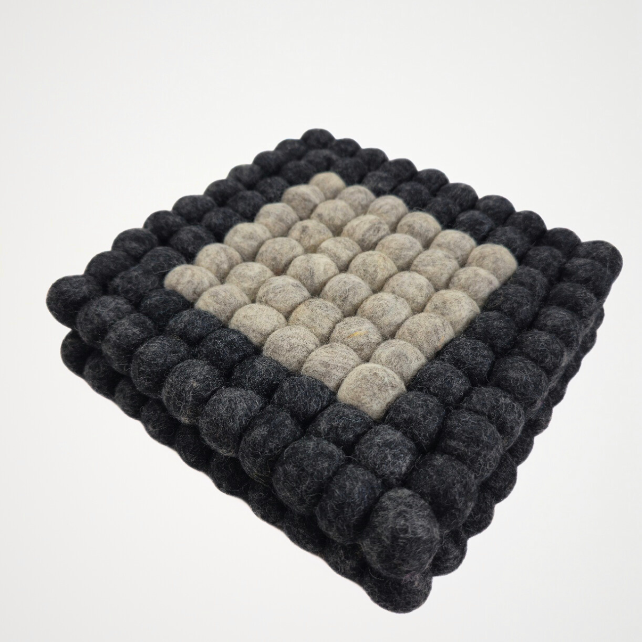 Charcoal-Brown Pom Pom Felt Trivet