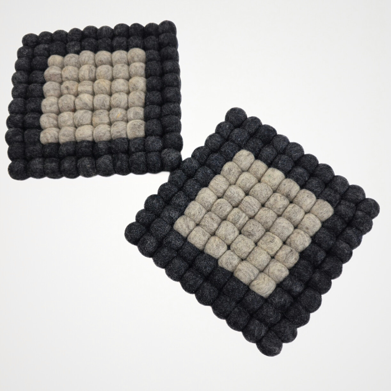 Charcoal-Brown Pom Pom Felt Trivet
