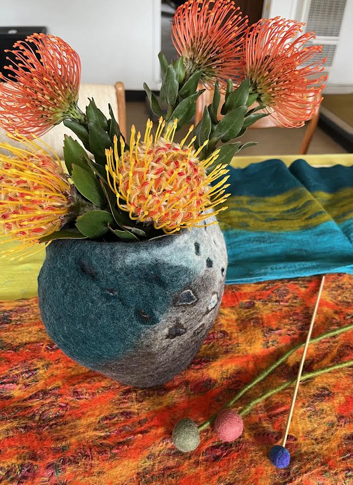 Hand Felted Razor Cut Flower Vase