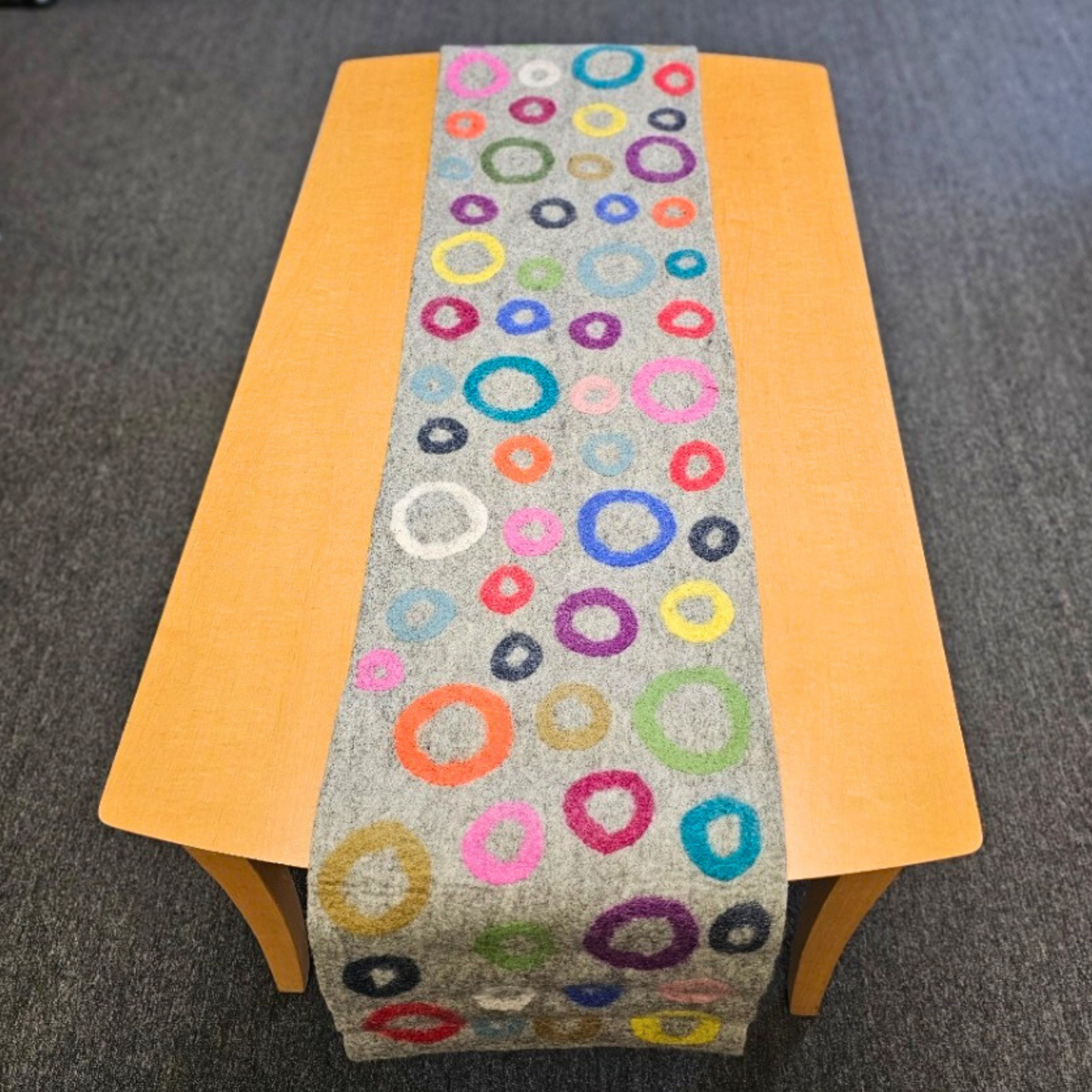 Artisan Multi Circle Felted Table Runner-12IN Wide